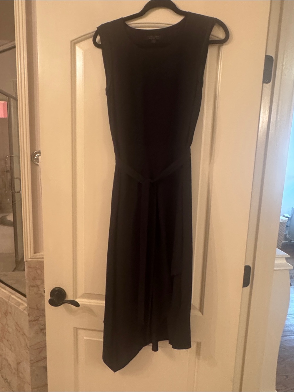 All Saints Black Sleeveless Tie-Waist Midi Dress